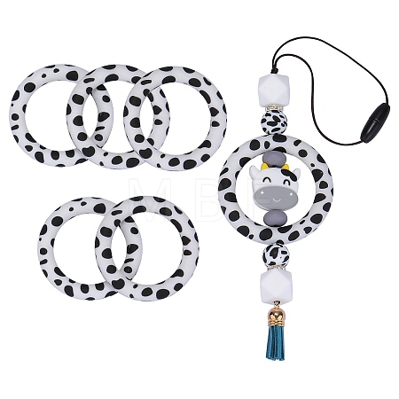 5Pcs Ring Food Grade Eco-Friendly Silicone Beads JX893E-1