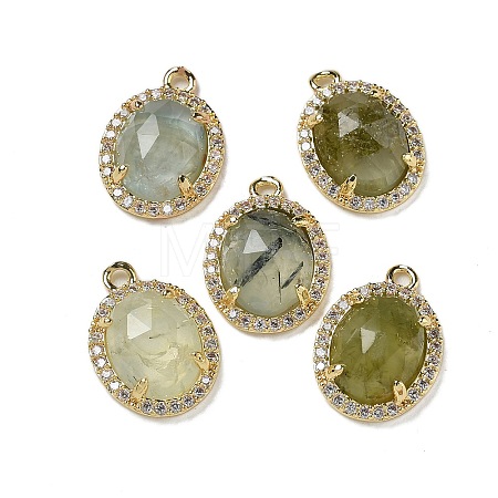 Natural Prehnite Faceted Oval Pendants G-I375-02G-04-1
