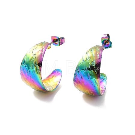 Ion Plating(IP) 304 Stainless Steel Chunky C-shape Stud Earrings EJEW-P198-05MC-1