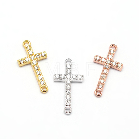 Latin Sideways Cross Brass Micro Pave Cubic Zirconia Links ZIRC-E010-04-1