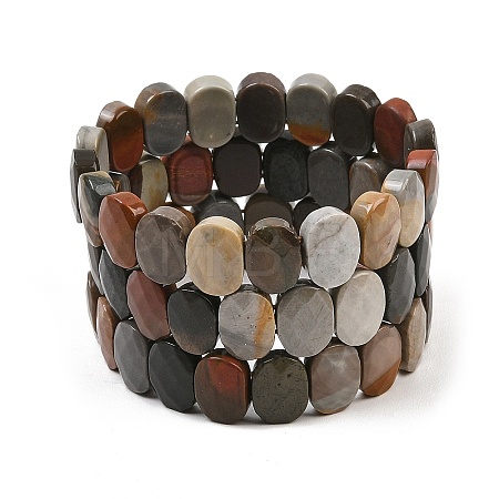 Natural Ocean Jasper Oval Beaded Stretch Bracelet G-E010-01-15-1