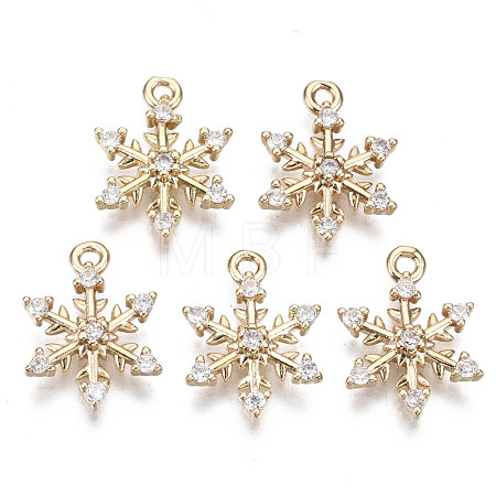 Brass Micro Pave Cubic Zirconia Charms for Christmas KK-R111-033-1