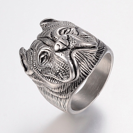 304 Stainless Steel Puppy Finger Rings RJEW-G091-12-1