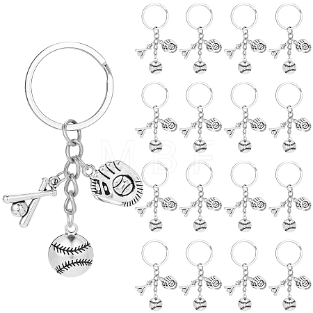 20Pcs Alloy Baseball & Solfball Gloves & Keychains KEYC-SC00034-1