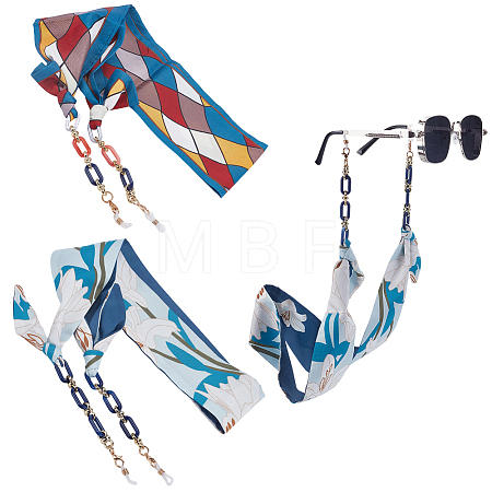 2Pcs 2 Colors Polyester & Acrylic Eyeglasses Chains AJEW-SP0006-02A-1