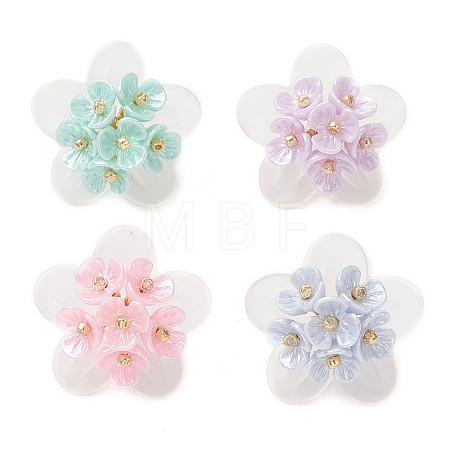 4Pcs Frosted Acrylic Bead Caps Pendants PALLOY-MZ01310-1