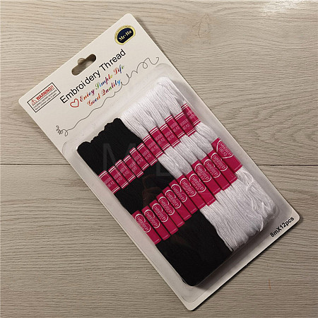 12 Skeins 2 Colors 6-Ply Polycotton(Polyester Cotton) Embroidery Floss PW22063097985-1