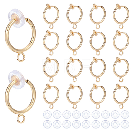 28Pcs Brass Clip-on Hoop Earring Findings KK-ME0001-30G-1