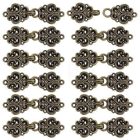 12 Pairs Vintage Alloy Buckle for Clothing & Bags FIND-PH0038-72AB-1