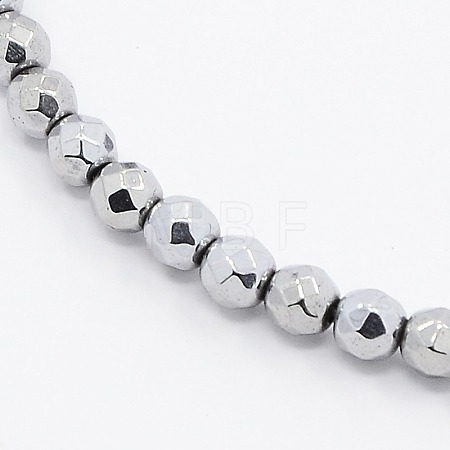 Grade A Electroplate Magnetic Synthetic Hematite Round Beads Strands G-N0014-3mm-18B-1