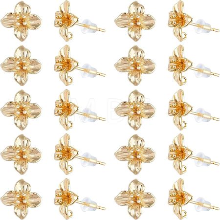 20Pcs Brass Stud Earring Findings KK-FH0004-63-1