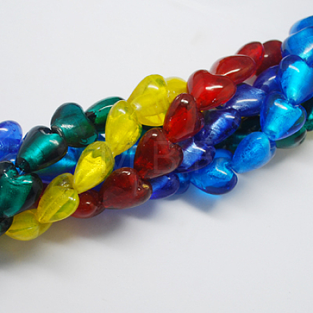 Handmade Silver Foil Glass Beads FOIL-R050-15x10mm-M-1