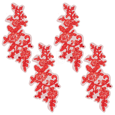 2Pairs Leaves Polyester Embroidery Ornaments Accessories DIY-GF0014-46E-1