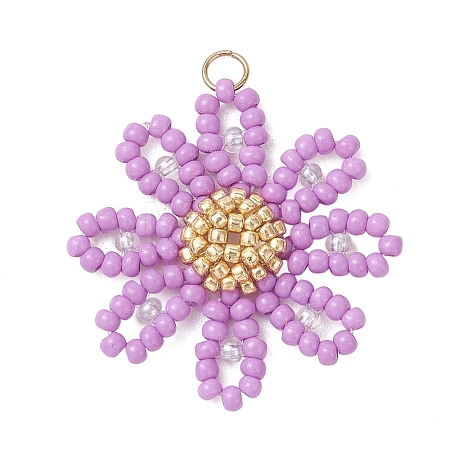Glass Seed Beaded Pendants PALLOY-MZ01359-01-1