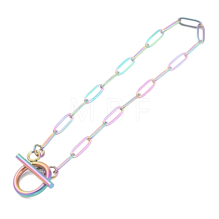 Ion Plating(IP) 304 Stainless Steel Paperclip Chain Bracelets BJEW-O186-02MC-1