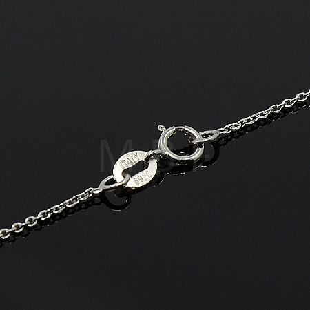 Anti-Tarnish Trendy Unisex Rhodium Plated 925 Sterling Silver Cable Chains Necklaces STER-M034-A-07-1