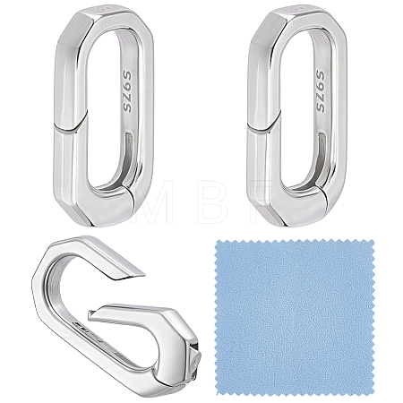 3Pcs 925 Sterling Silver Spring Gate Rings STER-PH0005-23-1