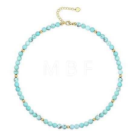 Bohemian 5mm Natural Turquoise Round Beaded Necklaces for Women MF9684-1-1