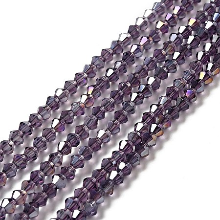 Transparent Electroplate Glass Beads Strands EGLA-S056-4mm-18-1