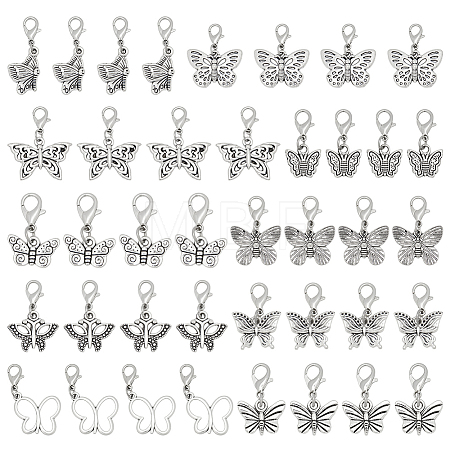 40Pcs 10 Styles Alloy Pendant Decorations HJEW-GO00256-1