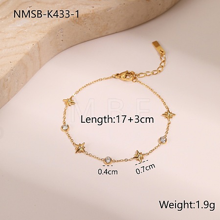 304 Stainless Steel Pave Cubic Zirconia Link Bracelets WG7D1B6-07-1