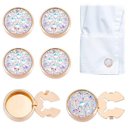 Flat Round Brass Cufflinks FIND-WH0366-453KCG-1