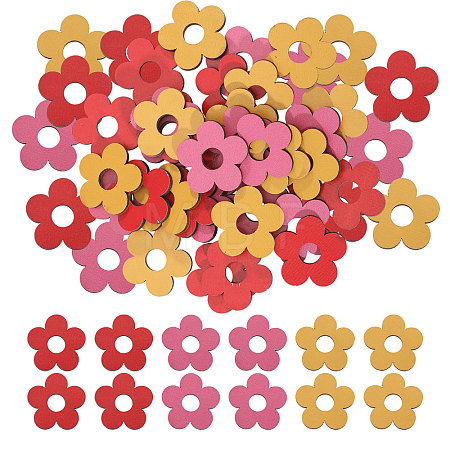 108Pcs Dyed Wooden Decotations AJEW-FH0007-95-1