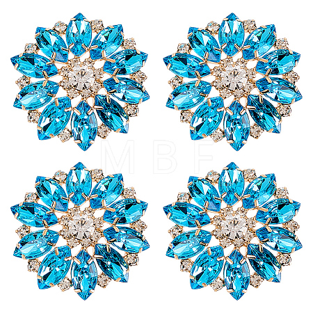 4Pcs Alloy & Glass & Rhinestone Shank Buttons BUTT-FG0001-63B-1