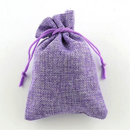 Polyester Imitation Burlap Packing Pouches Drawstring Bags ABAG-R004-18x13cm-08-1