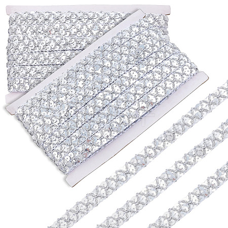 Sparkle Polyester Wavy Lace Trim Ribbon OCOR-WH0082-563A-1