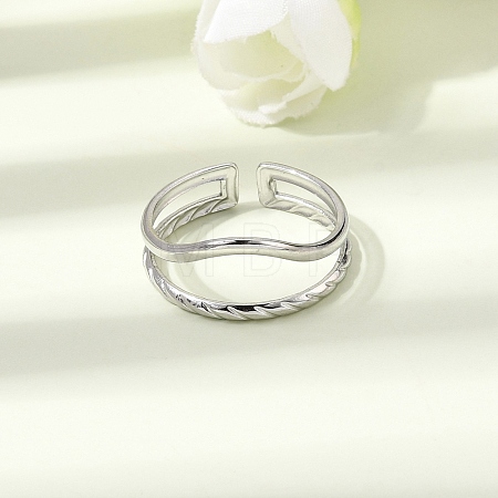 304 Stainless Steel Cuff Open Rings RJEW-P188-02D-P-1