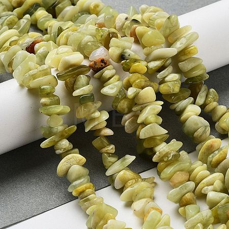 Natural Lemon Jade Chip Bead Strands G-M205-22-1