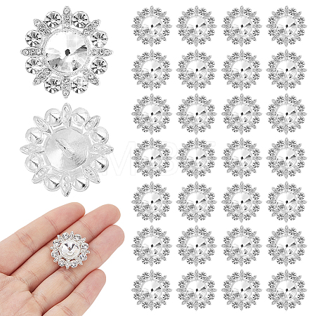 30Pcs Alloy Rhinestone Shank Buttons BUTT-HY0001-28-1