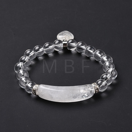 Natural Quartz Crystal Beads Charm Bracelets BJEW-K164-B01-1