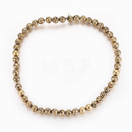 Electroplated Natural Lava Rock Beads Strands G-P400-05AB-1