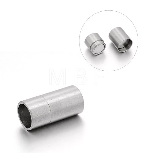 Tarnish Resistant Matte 304 Stainless Steel Column Magnetic Clasps with Glue-in Ends STAS-E089-03C-1