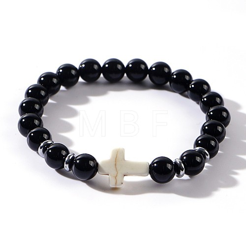 Natural Obsidian Beads Stretch Bracelets for Women Men QT3282-7-1