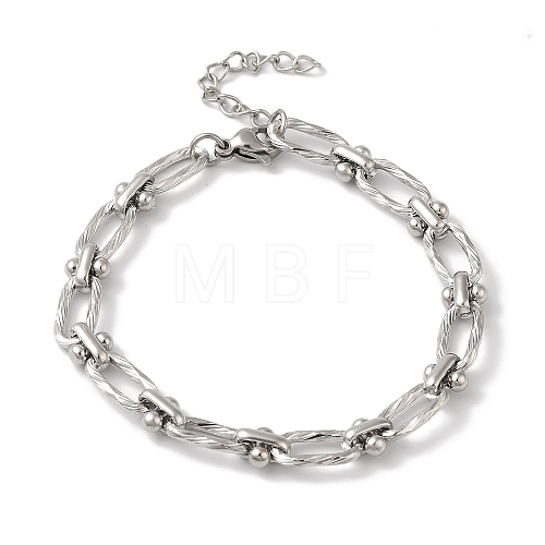 Non-Tarnish 304 Stainless Steel Twisted Oval Link Chain Bracelets for Women BJEW-B092-08P-02-1