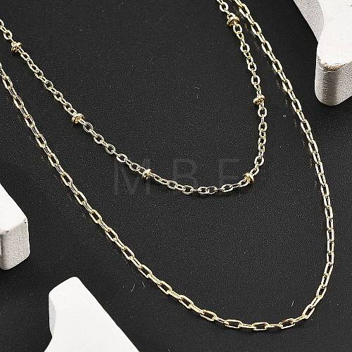 Brass Double Layer Necklaces NJEW-D302-51G-1