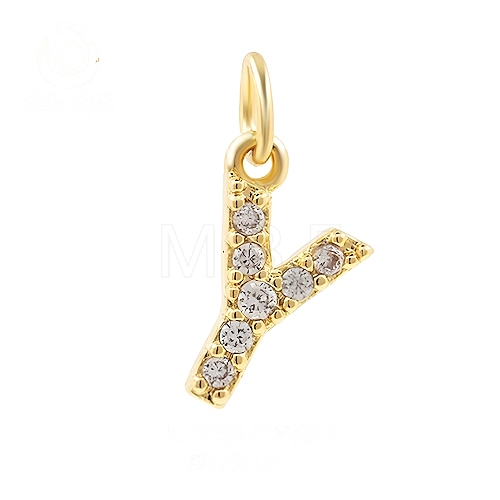 Brass Cubic Zirconia Pendants with Jump Rings FIND-PW0024-09Y-1