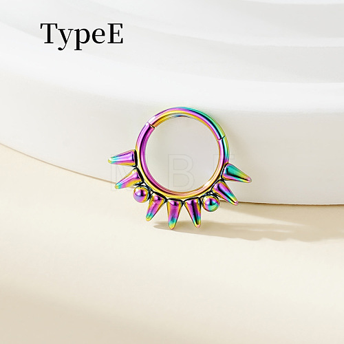 316 Surgical Stainless Steel Spike Hoop Nose Rings WG34C30-17-1