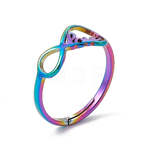 Ion Plating(IP) 201 Stainless Steel Infinity Love Adjustable Ring for Women RJEW-C045-03M-1