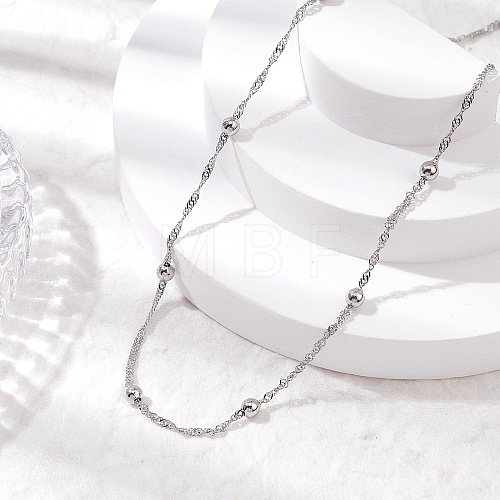 304 Stainless Steel Ball Singapore Chain Necklaces NJEW-JN05169-1