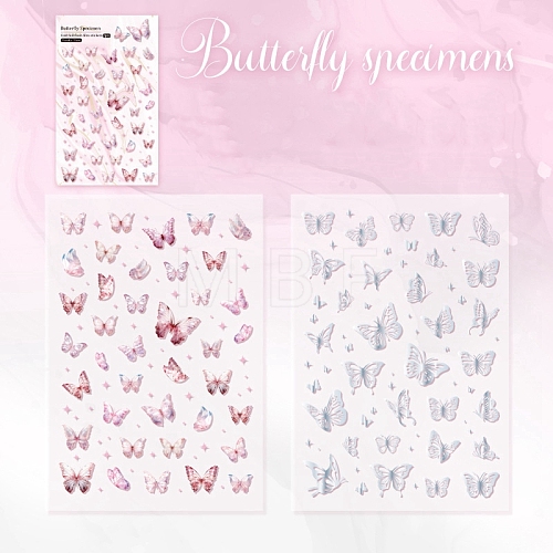 2 Sheets Butterfly PET Waterproof Self Adhesive Stickers PW-WG58141-01-1