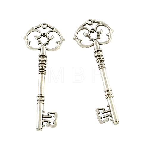 Tibetan Style Alloy Skeleton Key Big Pendants TIBEP-Q043-021-RS-1