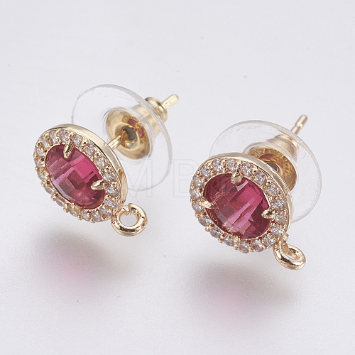 Faceted Glass Stud Earring Findings GLAA-F084-B03-1