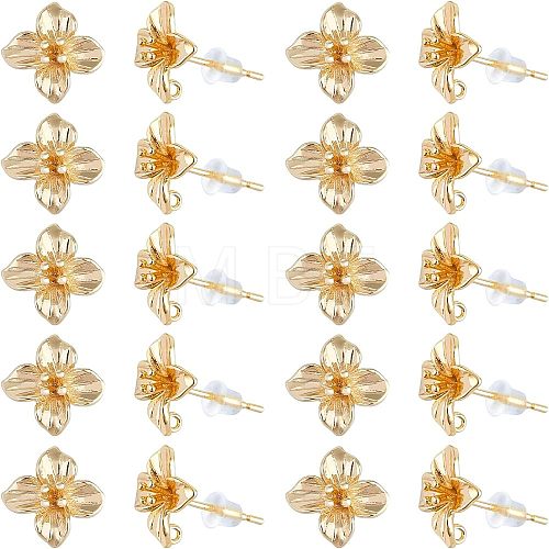 20Pcs Brass Stud Earring Findings KK-FH0004-63-1