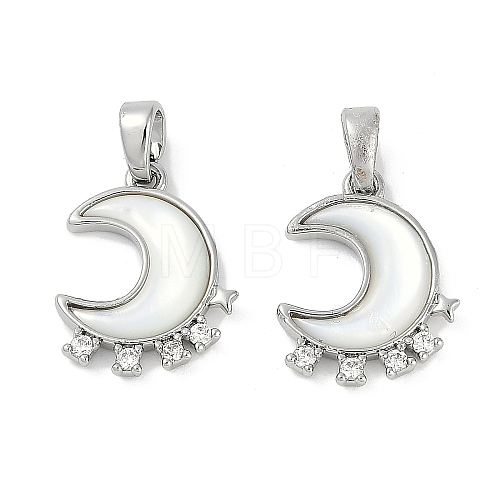 Natural White Shell Moon Pendants KK-U043-23P-02-1