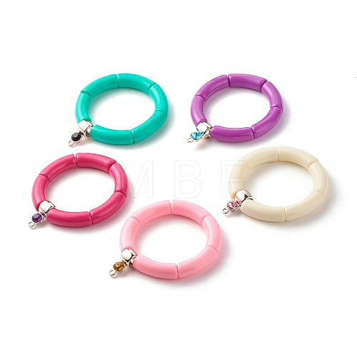 Chunky Acrylic Tube Beads Stretch Bracelet BJEW-JB07316-1