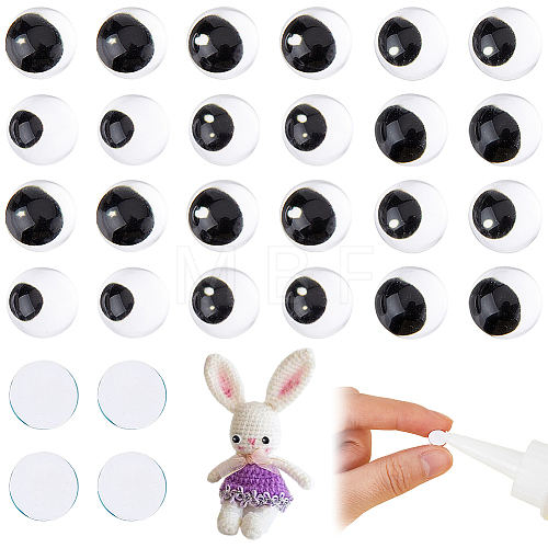 36Pcs 12 Style Black & White Wiggle Googly Eyes Cabochons DIY Scrapbooking Crafts Toy Accessories GLAA-FH0001-56-1
